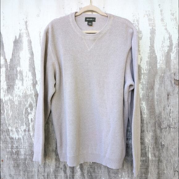Eddie Bauer Ribbed Knit Crewneck Sweater Men's XL 100% Cotton Preppy Academia - Picture 1 of 8